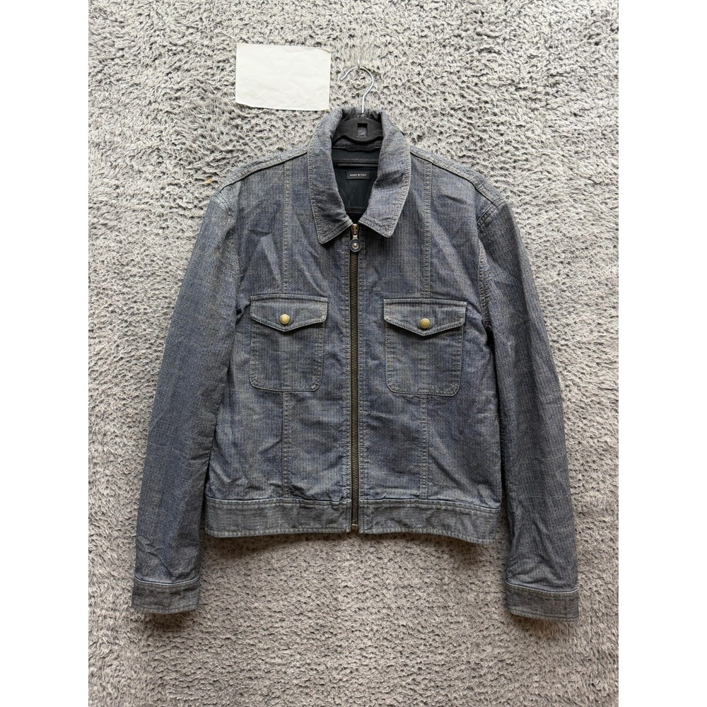 Vintage Y2k Marc Jacobs Herringbone Denim Trucker Work Jacket Grey Mens Size 52